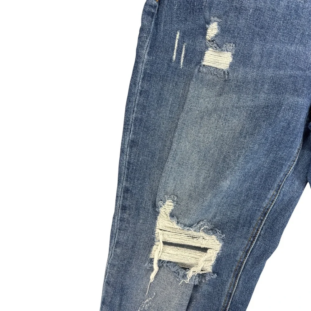 Risen Jeans Women 11/30 High Rise Distressed Skinny Ankle Raw Hem Stretch Blue
